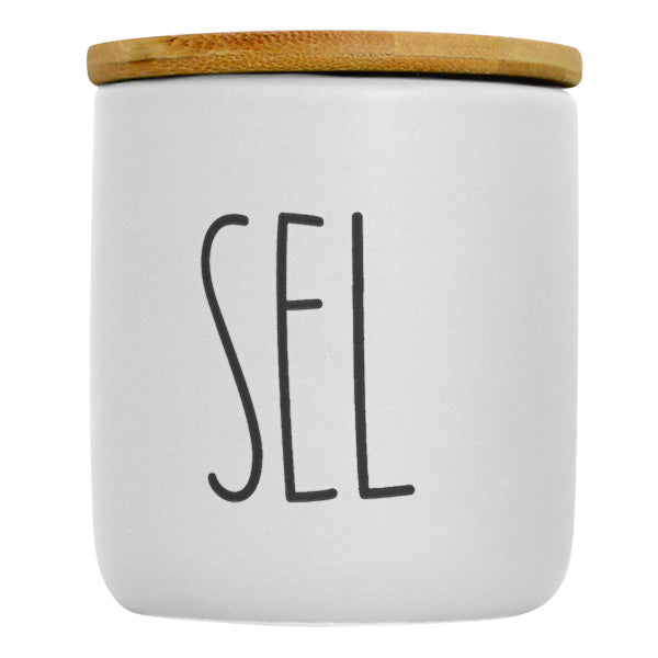 Pot en céramique blanc avec couvercle bambou SEL