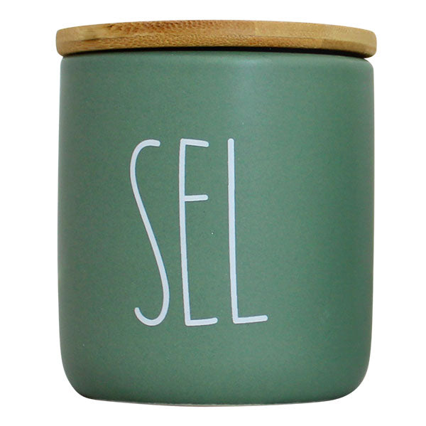 Pot en céramique vert avec couvercle bambou SEL