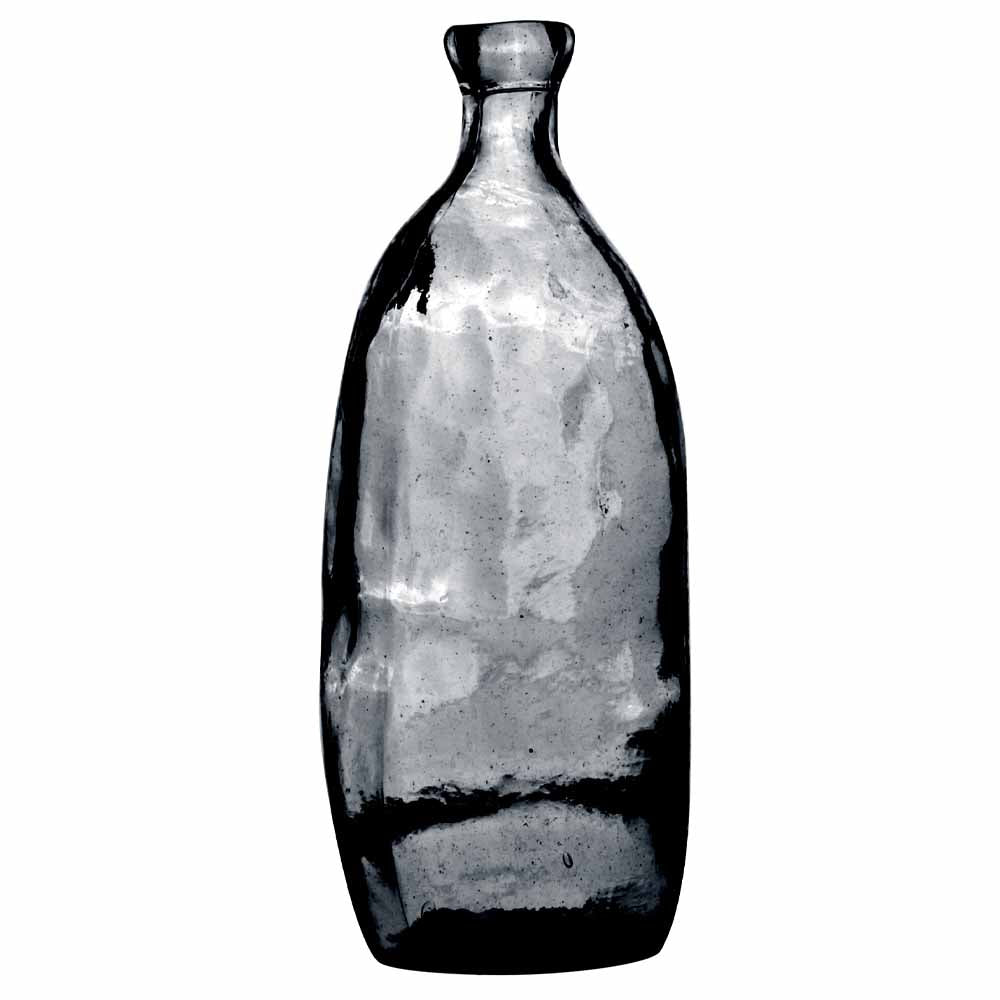 Vase en verre destructuré H35 3 litres gris/bleu