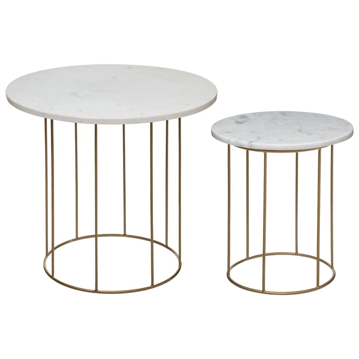 Lot de 2 tables basses dorés en marbre