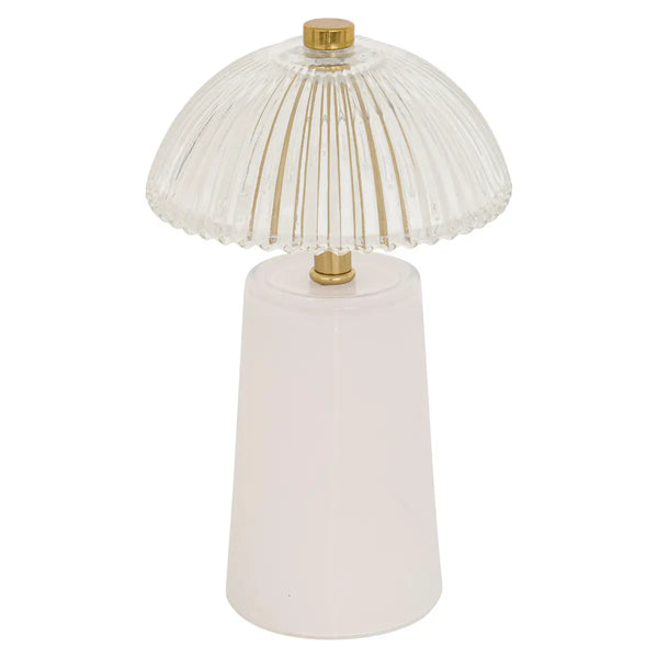 Lampe à poser en verre art déco H19 blanc