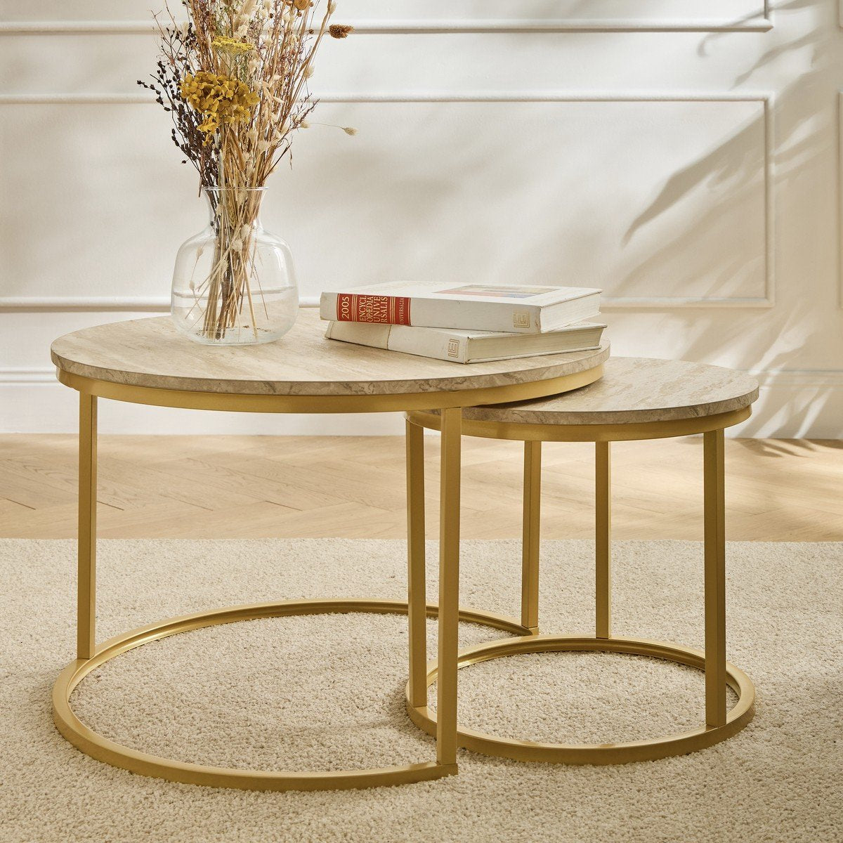 Lot de 2 tables basses gigognes effet pierre