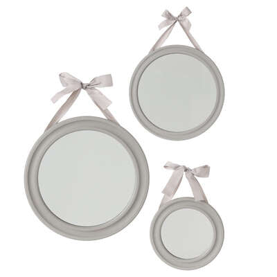 (Destockage) Lot de 3 miroirs ronds (Couleur aléatoire gris, blanc ou taupe)