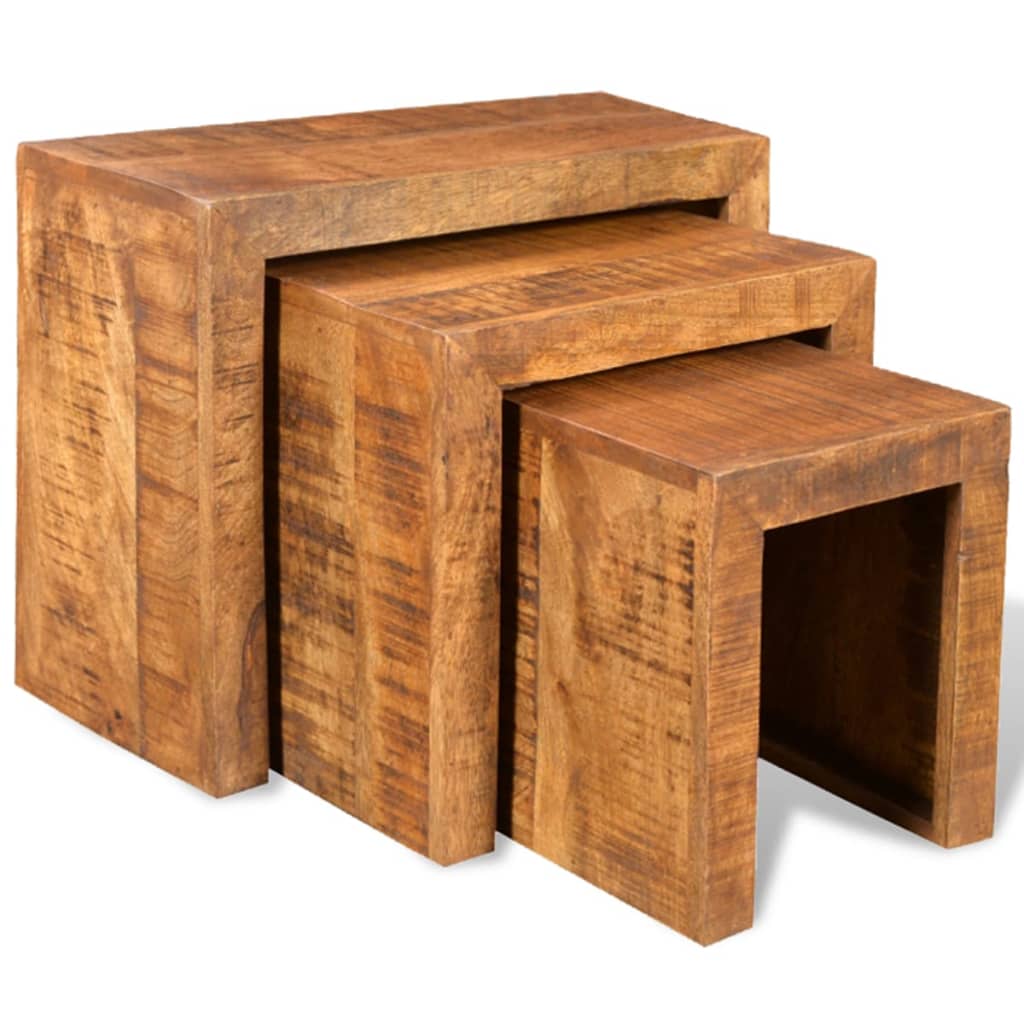Lot de 3 tables basses en manguier (MARKETPLACE)