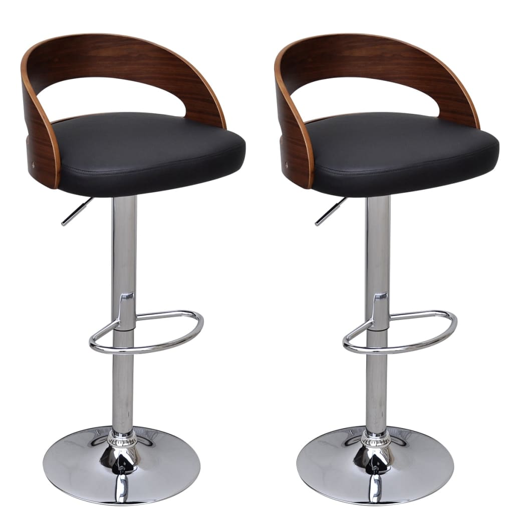Lot de 2 tabourets de bar en bois foncé (MARKETPLACE)