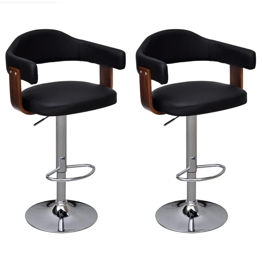 Lot de 2 tabourets de bar en bois foncé (MARKETPLACE)