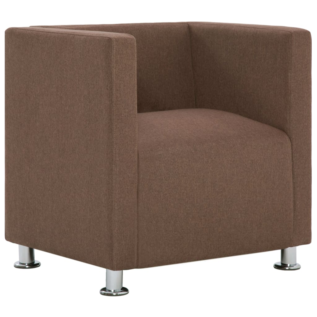 Fauteuil cube en tissus marron (MARKETPLACE)