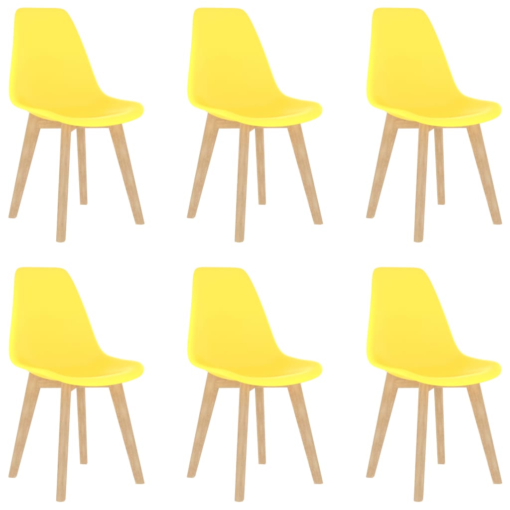 Lot de 6 chaises jaunes pied bois (MARKETPLACE)