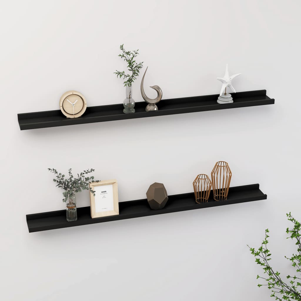Lot de 2 étagères noires 100x9 (MARKETPLACE)