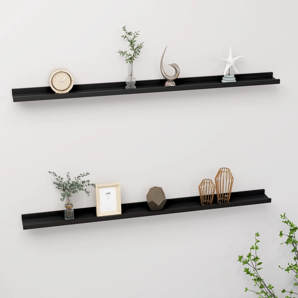 Lot de 2 étagères noires 115x9 (MARKETPLACE)