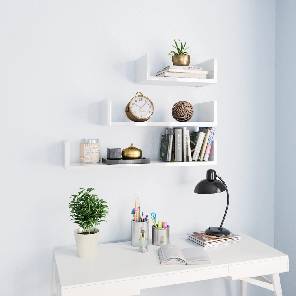 Lot de 3 étagères en bois blanc laqué L60 (MARKETPLACE)