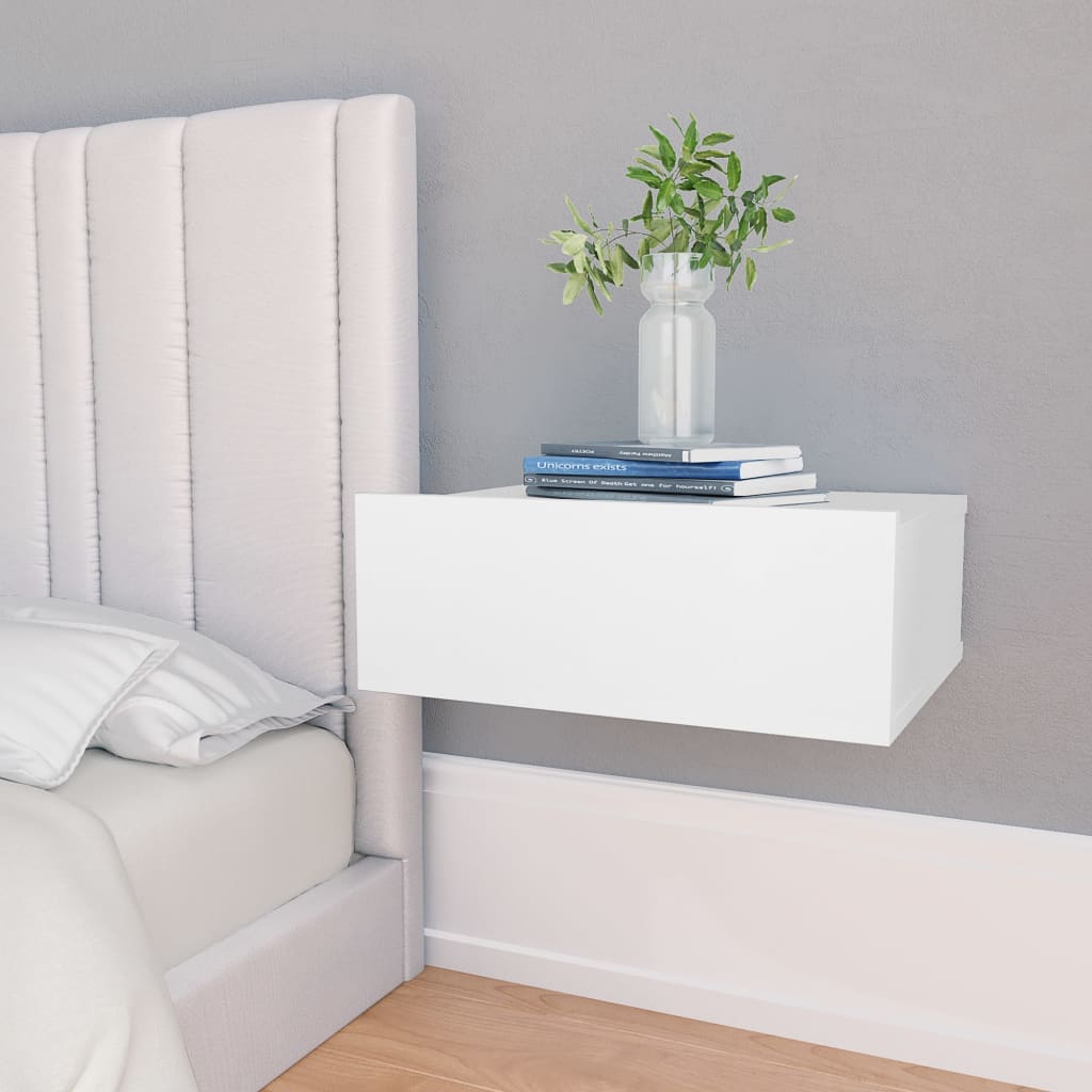 Lot de 2 tables de chevet murales en bois blanc (MARKETPLACE)