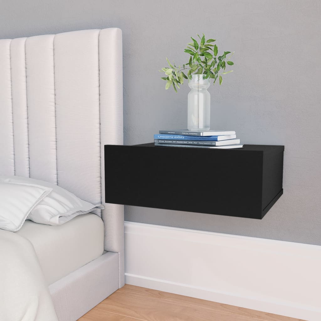 Table de chevet murale en bois noir (MARKETPLACE)