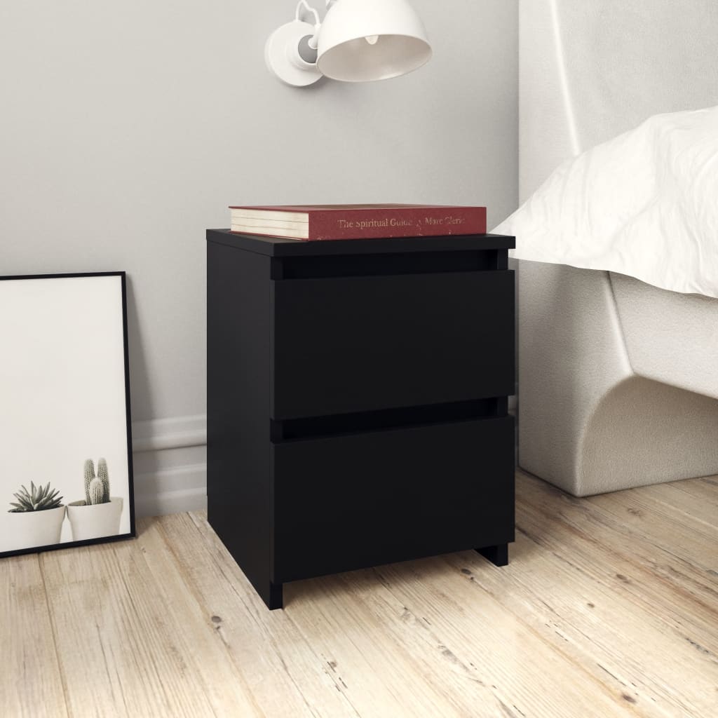 Lot de 2 tables de chevet en bois noir (MARKETPLACE)