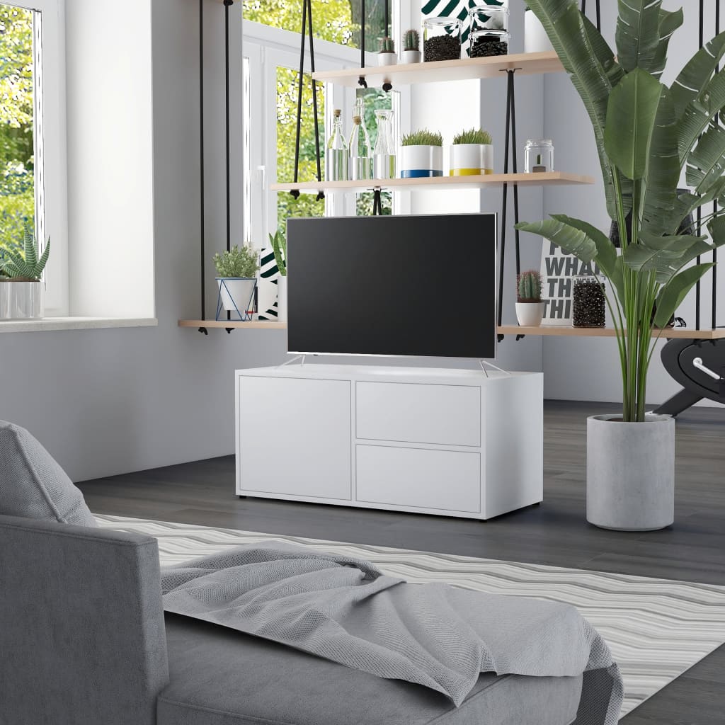 Meuble TV en bois blanc 80x35 (MARKETPLACE)