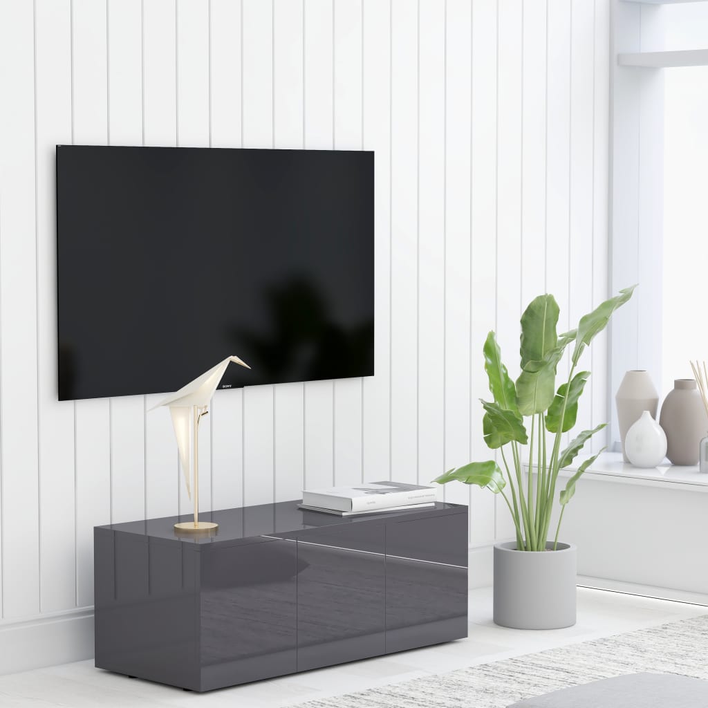 Meuble TV en bois gris laqué 80x35 (MARKETPLACE)