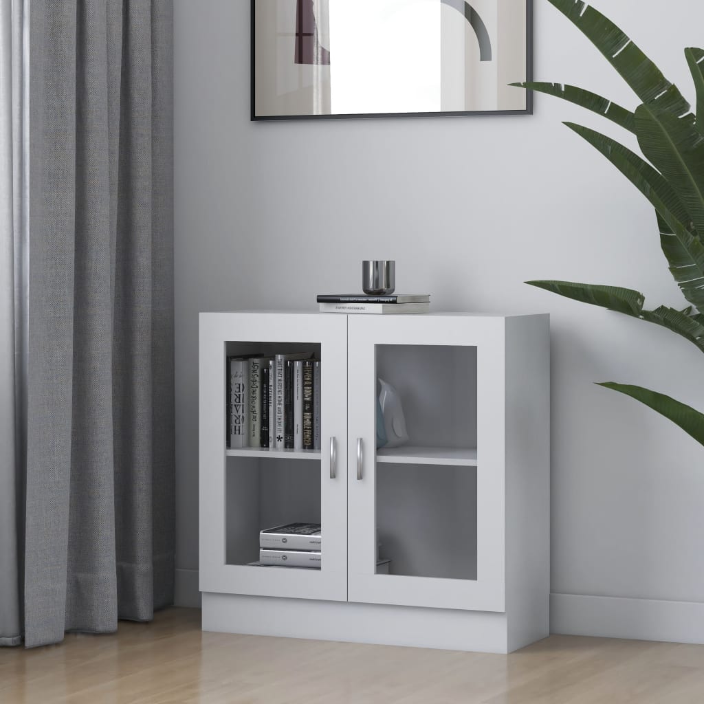 Commode en bois blanc et verre 83x80 (MARKETPLACE)