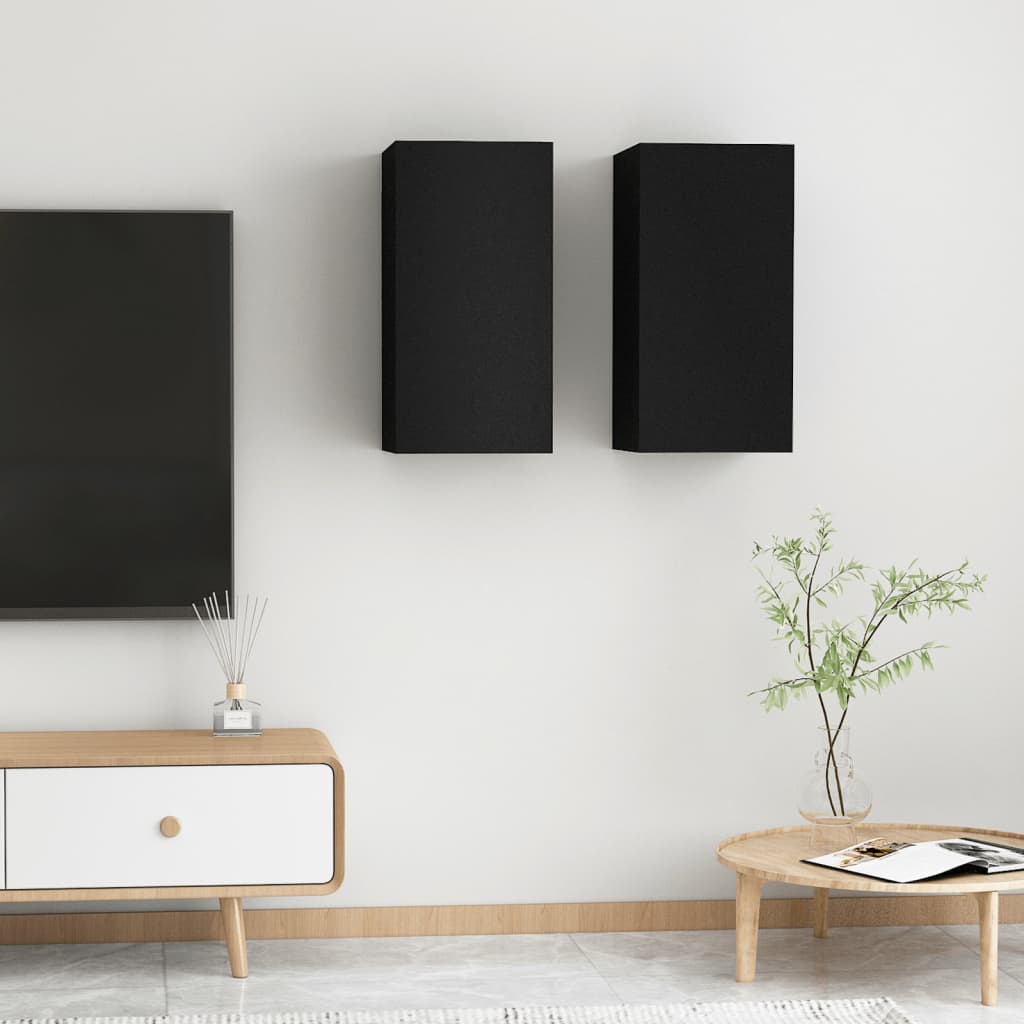 Lot de 2 étagères murales en bois noir 60x30 (MARKETPLACE)