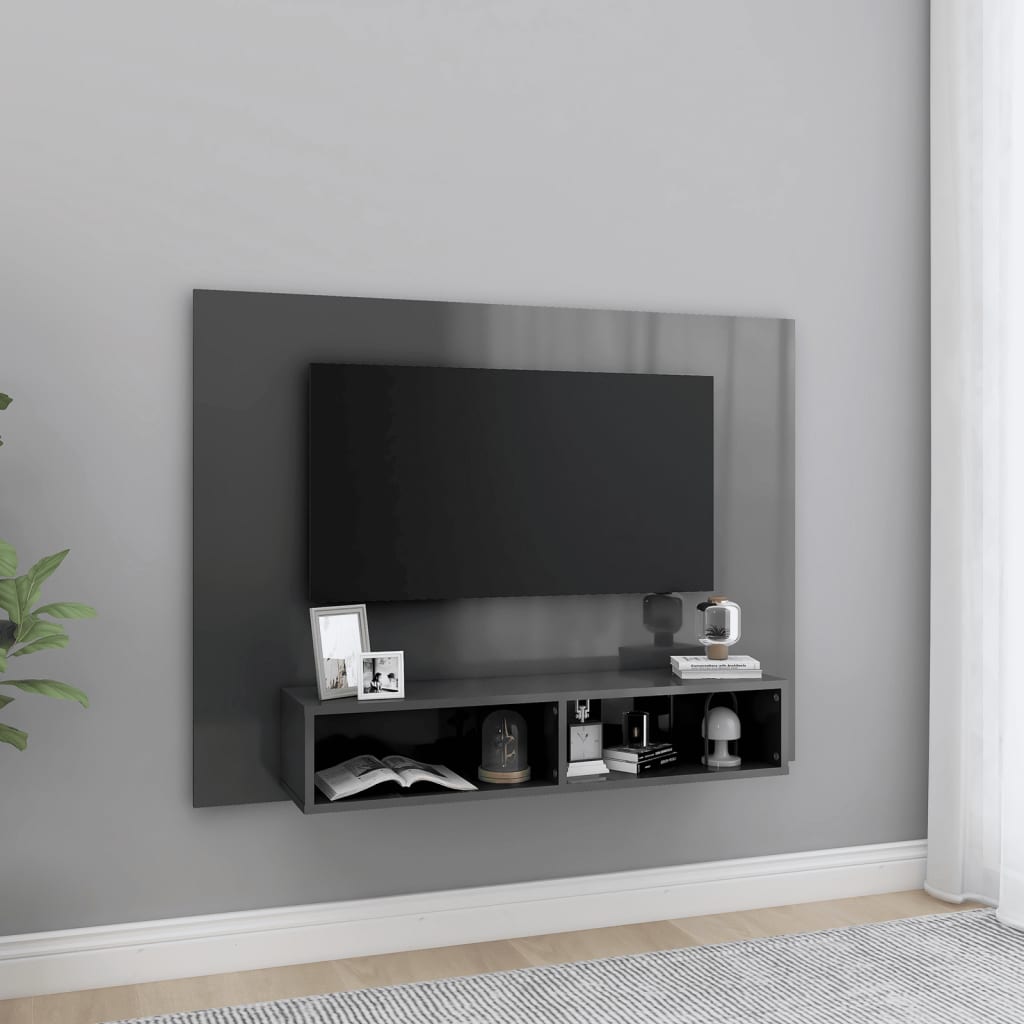 Meuble TV mural en bois gris laqué 120x90 (MARKETPLACE)