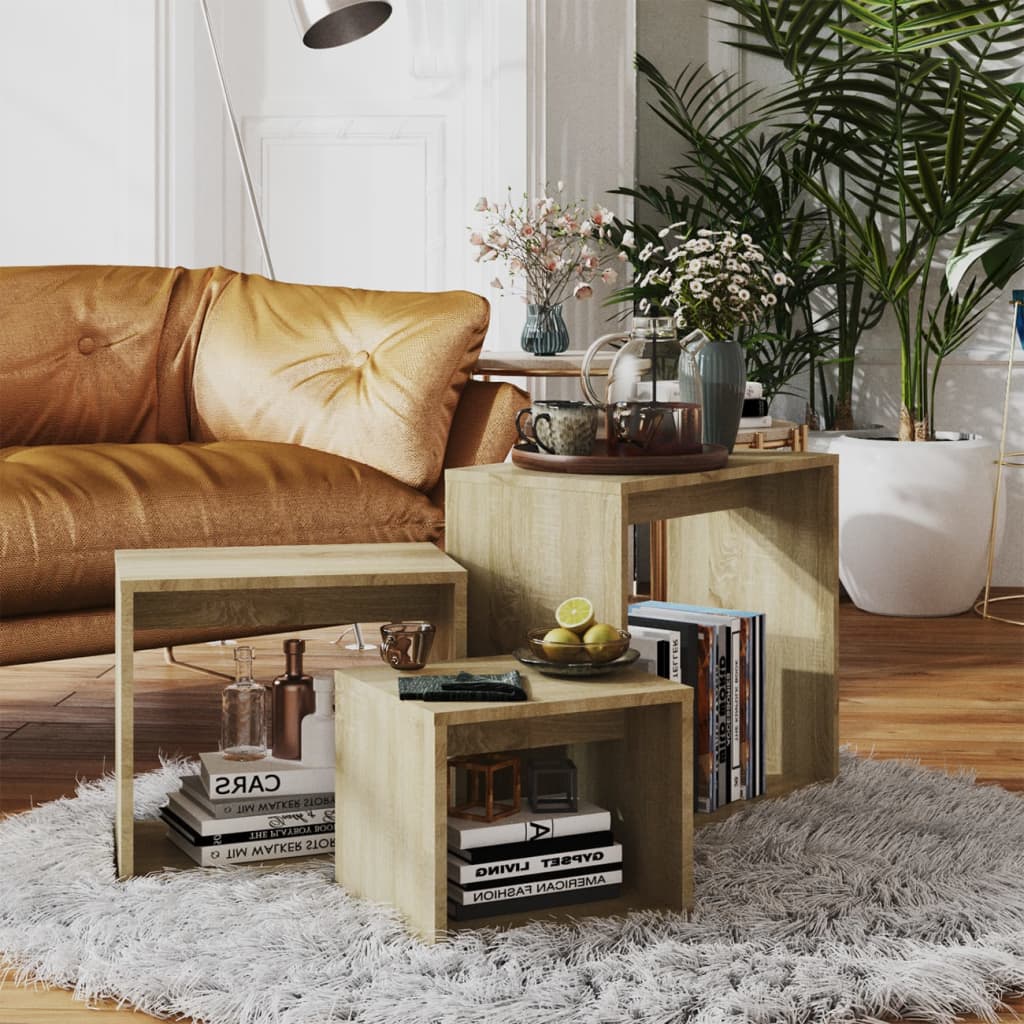Lot de 3 tables basse en bois (MARKETPLACE)