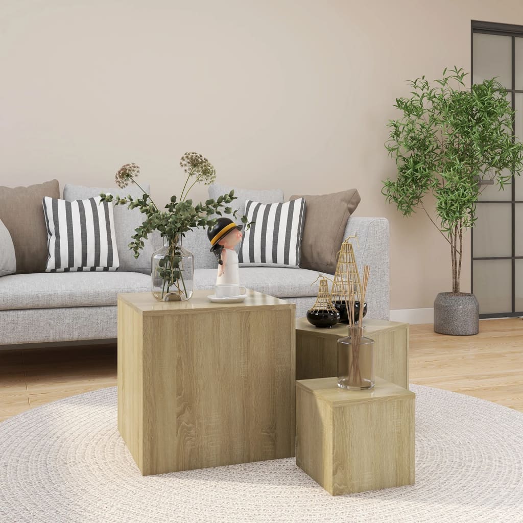 Lot de 3 tables basse en bois (MARKETPLACE)