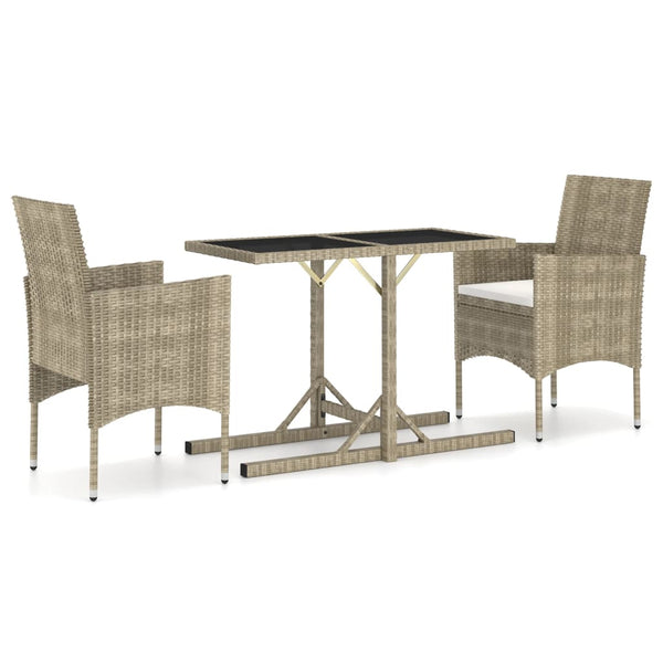 Lot de 2 chaises + 1 table à manger beige d'extérieur/jardin (MARKETPLACE)