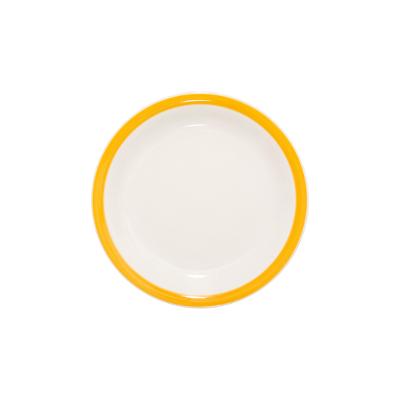 Assiette à dessert blanche et jaune D19