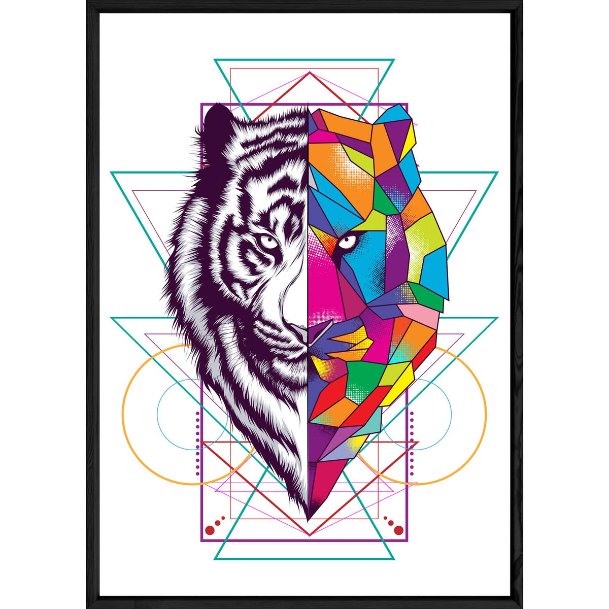 Tableau tigre avec cadre noir – Taille 32x42