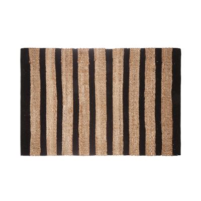 Tapis jute 60x90 rayé noir