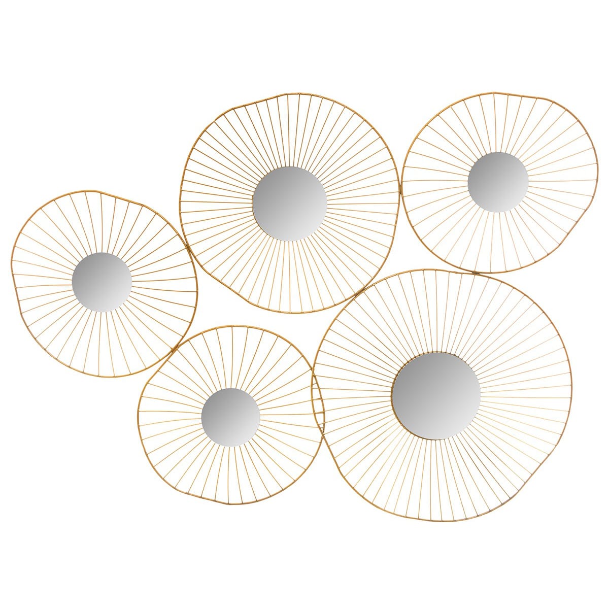 Lot de 5 miroirs en métal doré 80x60