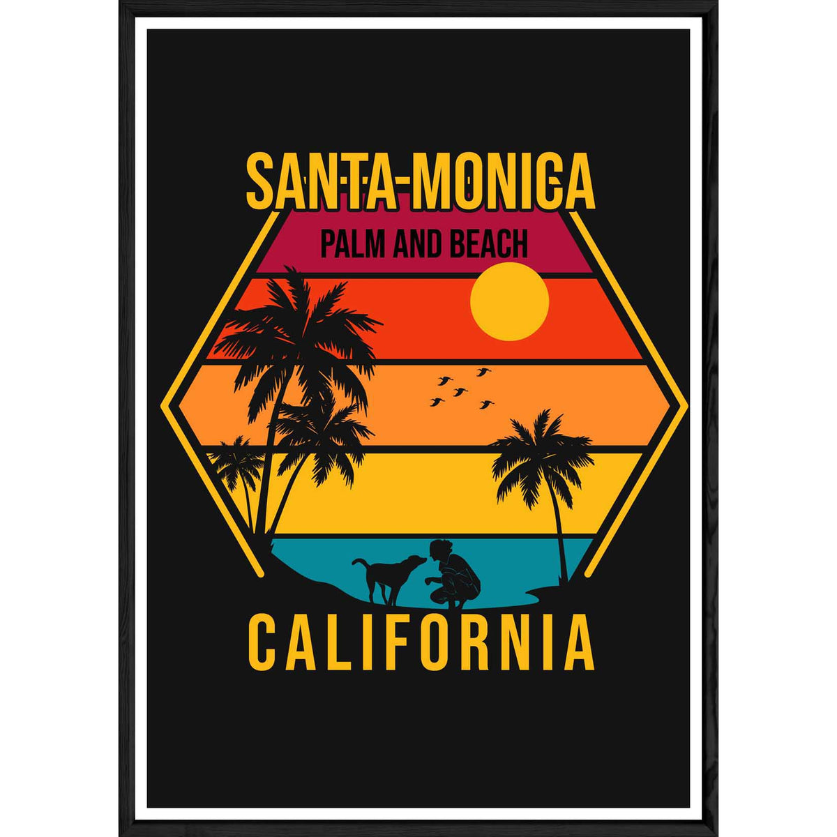 Tableau California avec cadre noir POP – Taille 32x42