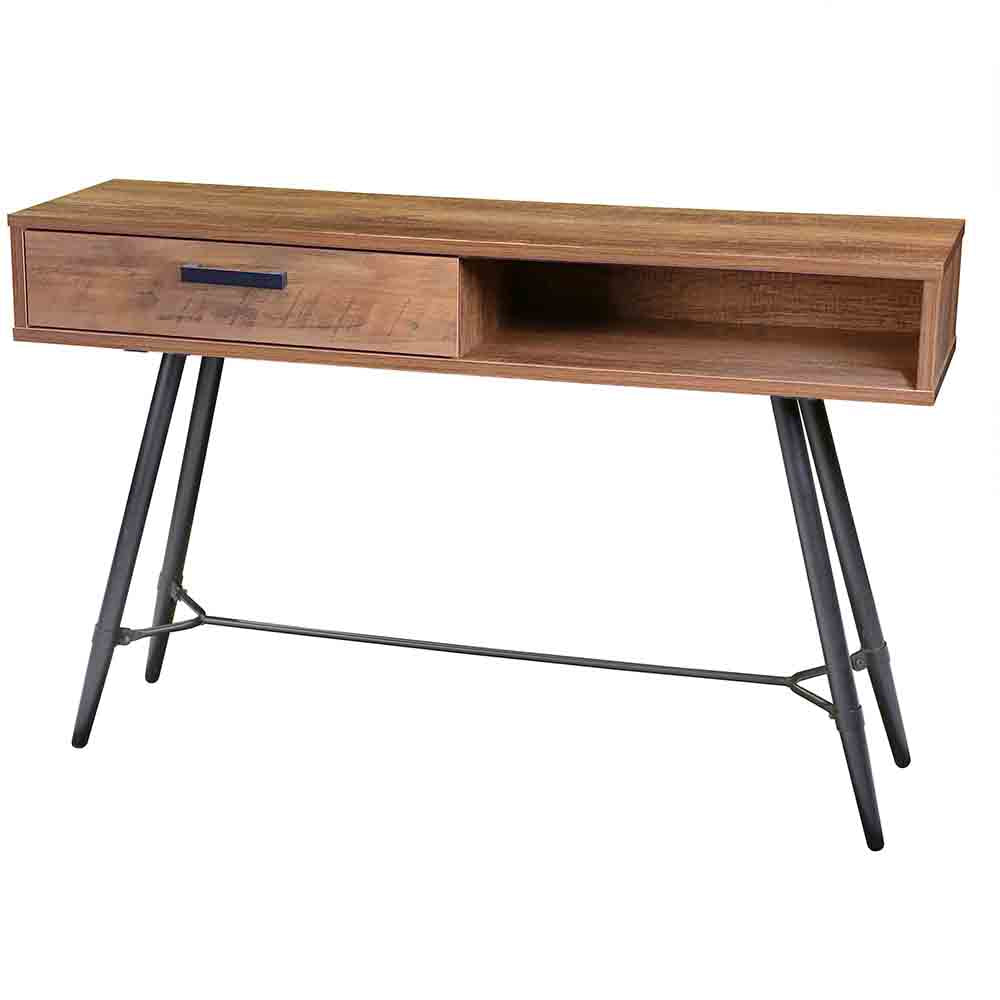 Console en bois foncé et métal