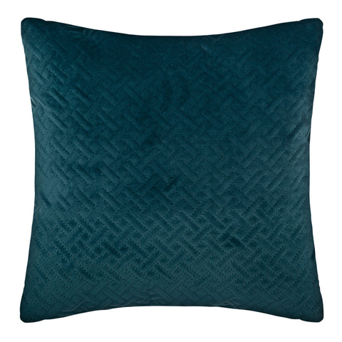 Coussin velours bleu canard 40x40