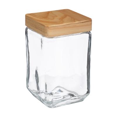 Bocal en verre et bois H14