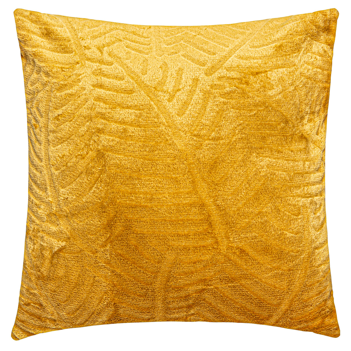 Coussin relief feuille ocre 40x40