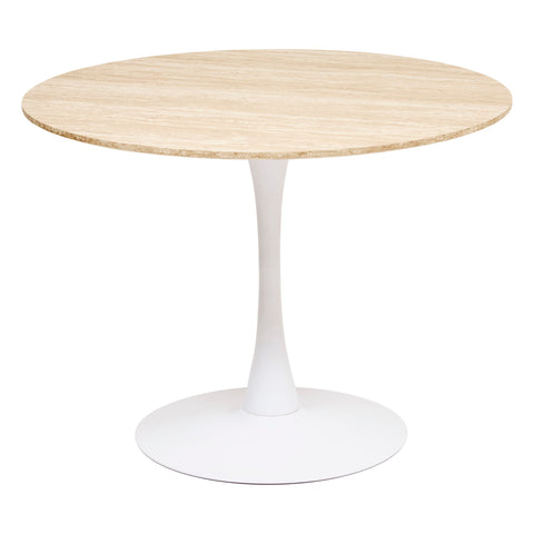 Table à manger ronde en bois effet travertin D100