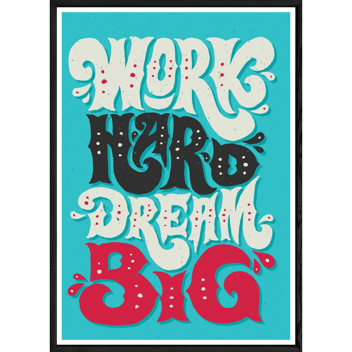 Tableau Work avec cadre noir POP – Taille 32x42