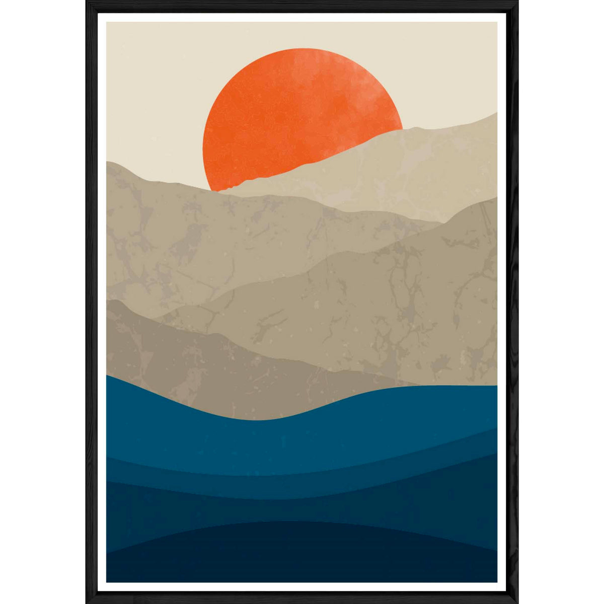 Tableau paysage et mer avec cadre noir – Taille 23x32