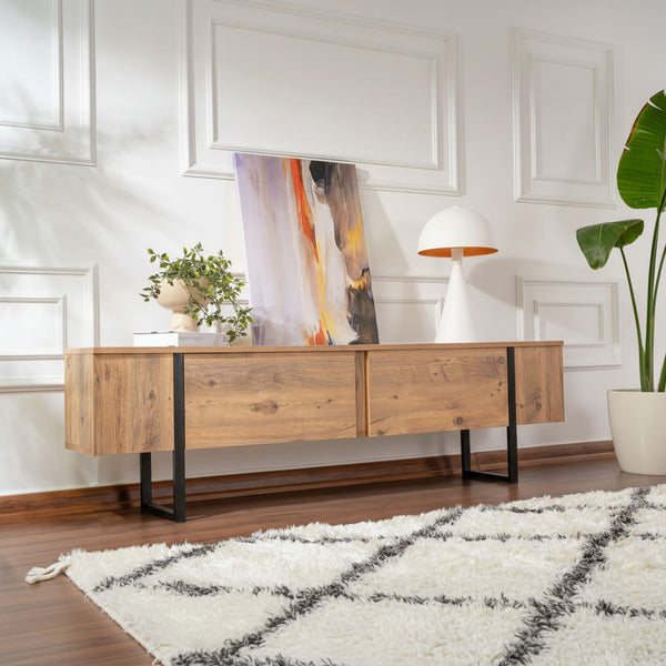 Meuble tv en bois pied noir L180