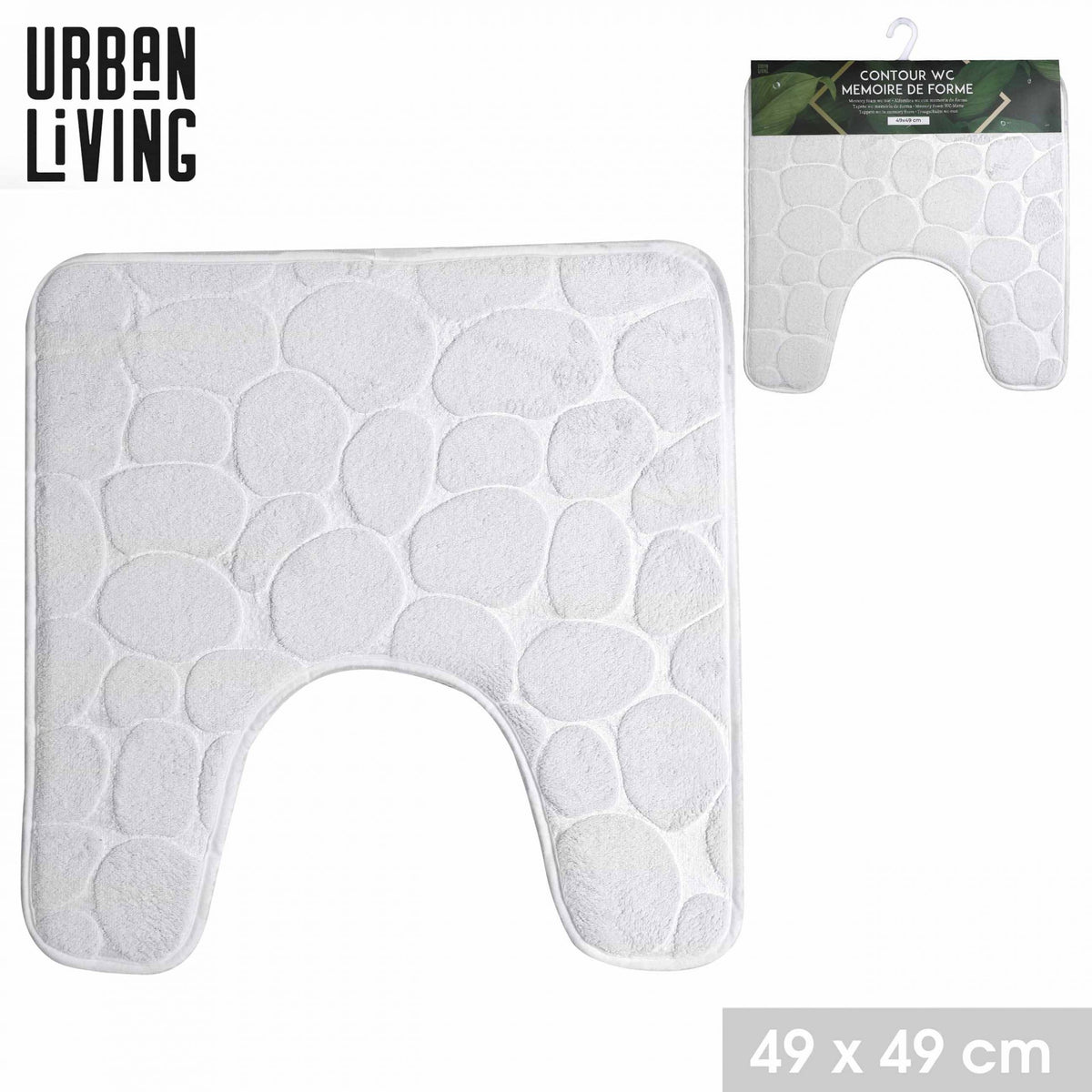 Tapis de WC mémoire de forme galet 49 x 49 blanc