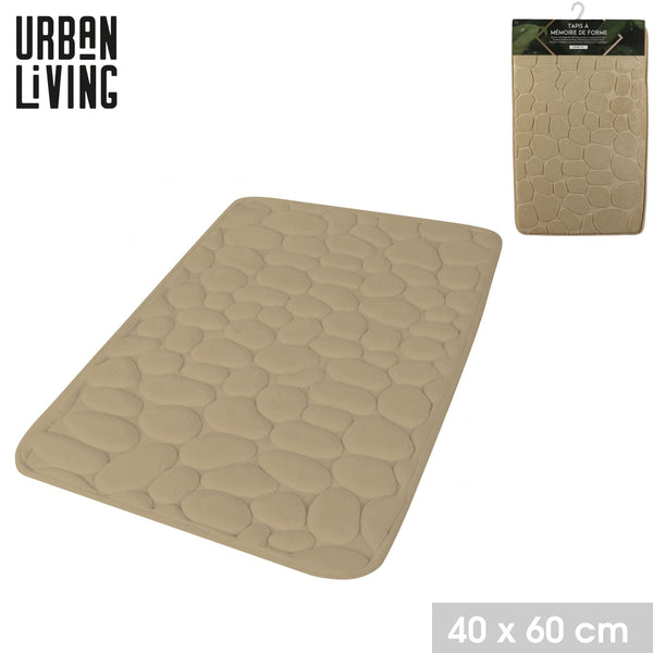 Tapis de salle de bain mémoire de forme galet 60 x 40 beige