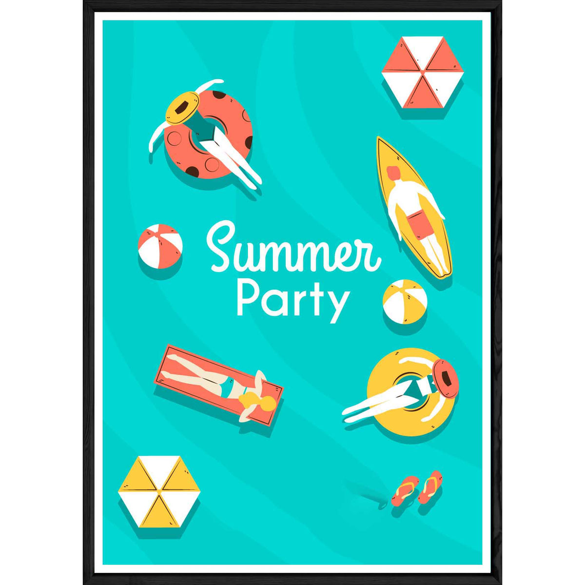 Tableau Summer avec cadre noir POP – Taille 32x42