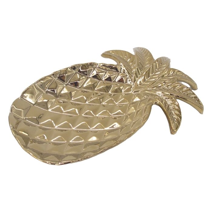 Vide poche ananas doré L23 en grès