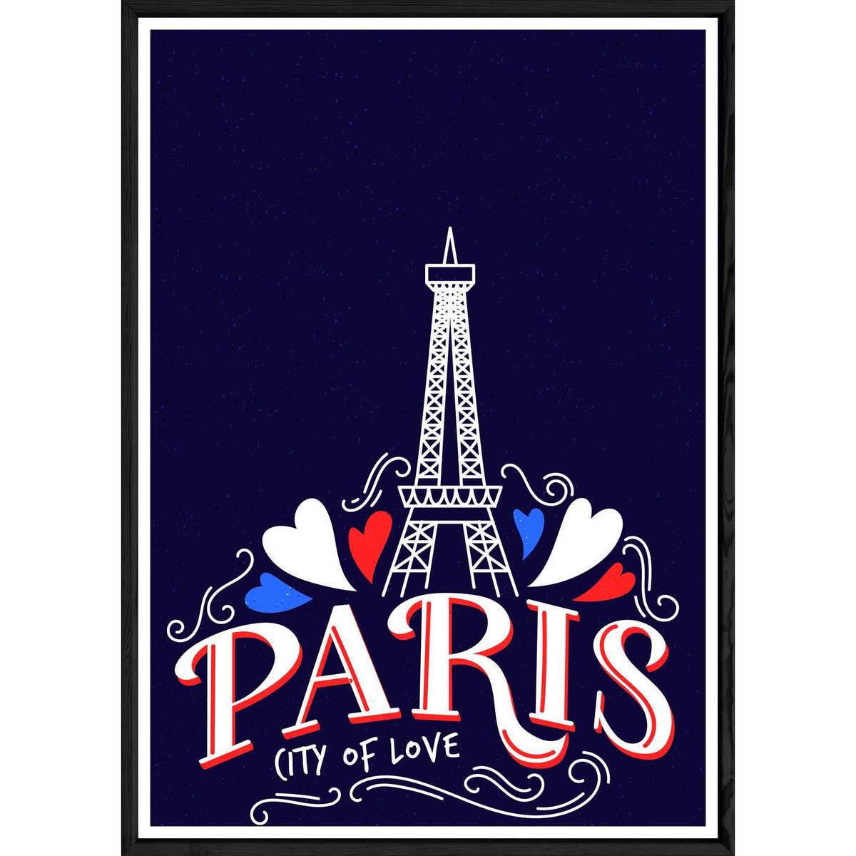 Tableau Paris avec cadre noir POP – Taille 32x42