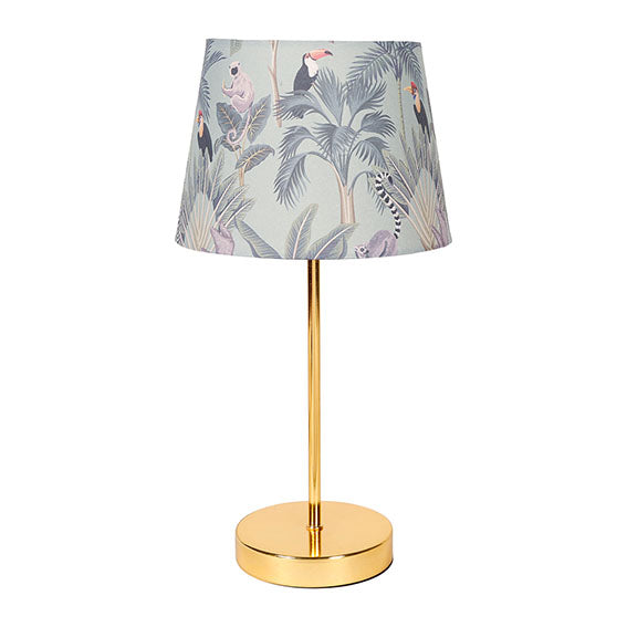 Lampe verte claire et pied métal doré H40