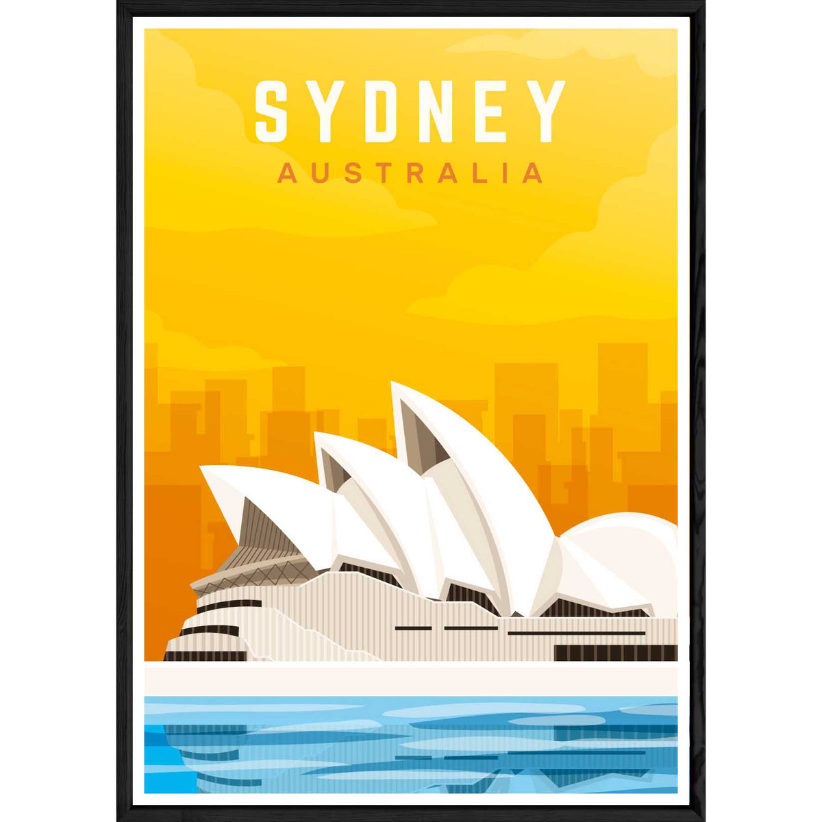 Tableau Sydney avec cadre noir POP – Taille 32x42