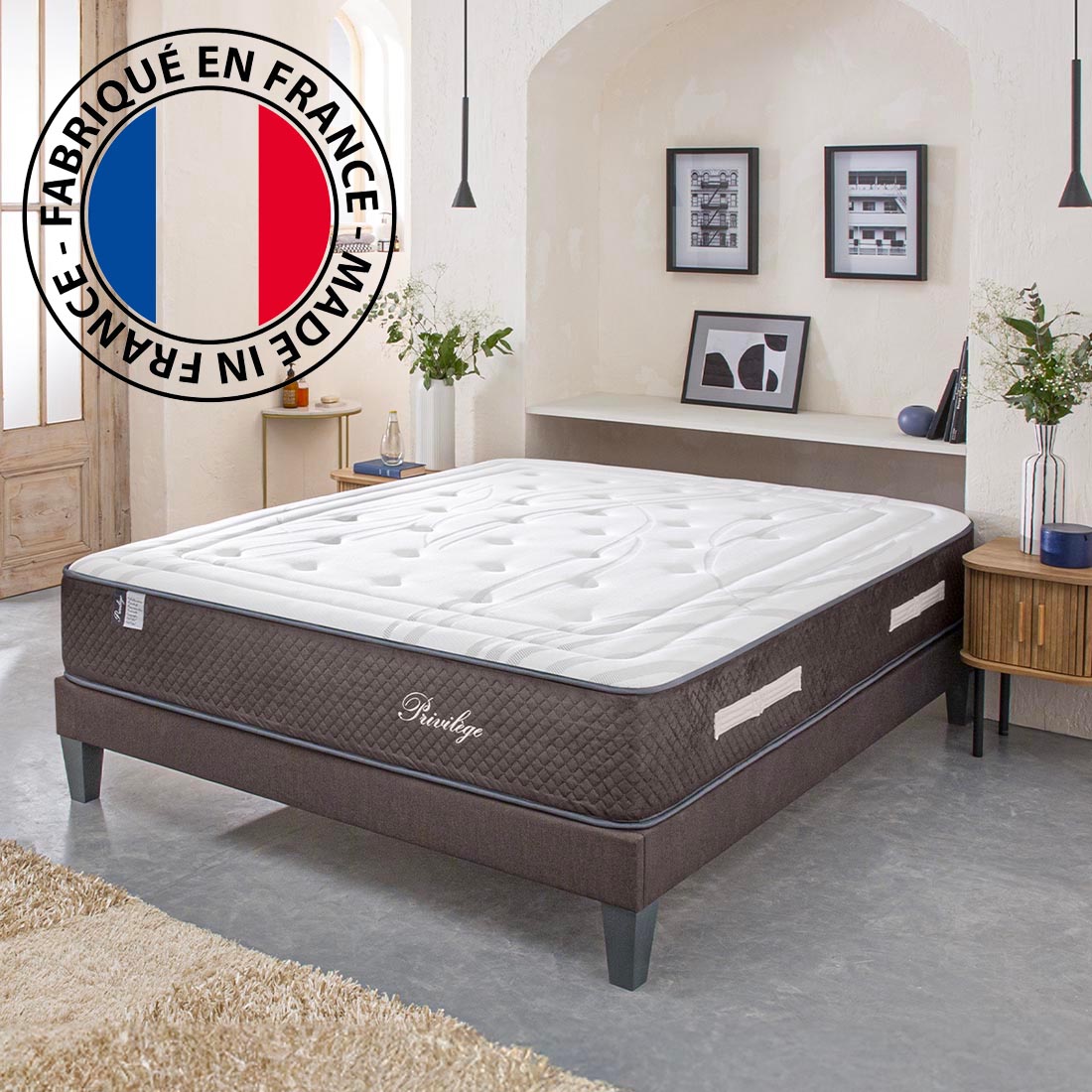 Matelas 140X190 haut de gamme Hybride 30 cm PRIVILÈGE - Fabriqué en France