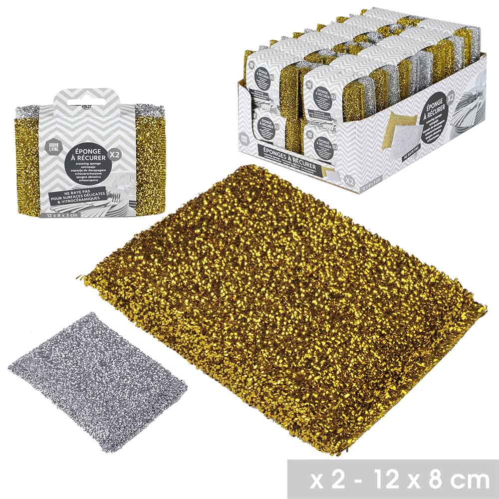 Lot de 2 éponges à récurer en inox