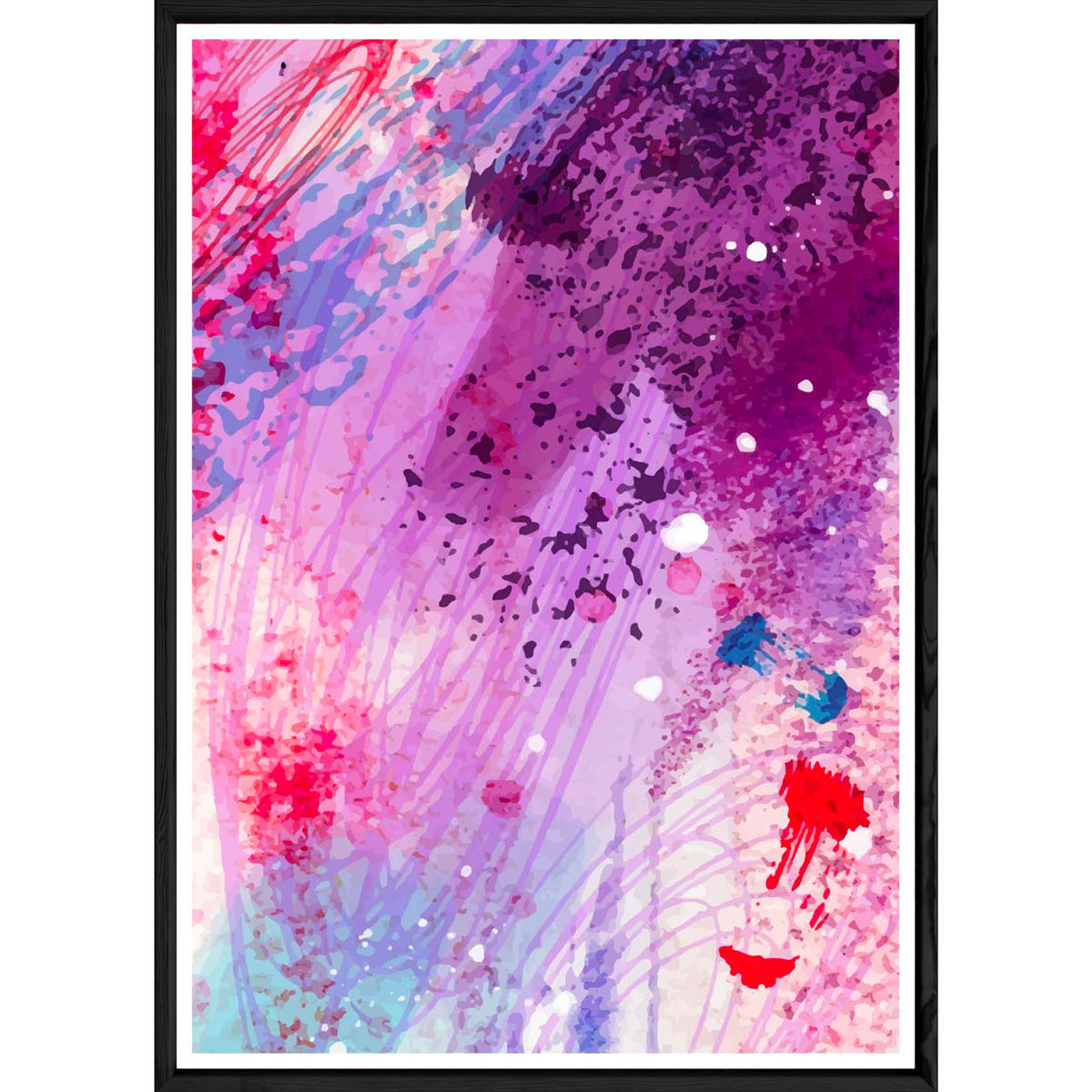 Tableau Abstrait rose avec cadre noir – Taille 23x32