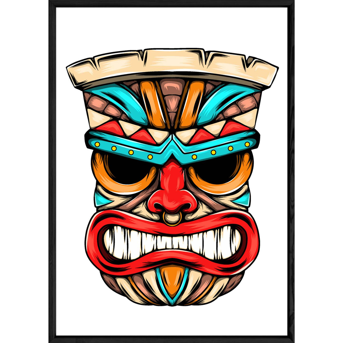 Tableau tiki avec cadre noir – Taille 32x42
